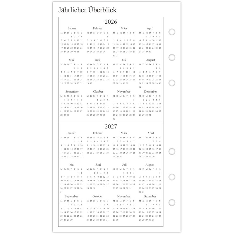 newestor 2026 Weekly Planner Insert Personal A6, 1 Week on