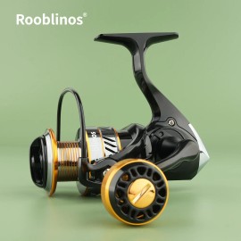 Rooblinos HM 5.2:1 Left Hand Hand Spinning Reel Aluminium Hand Wheel Cast-style 1000-7000 Series Line Twist PreventionSpool Capacity: 1000 Series