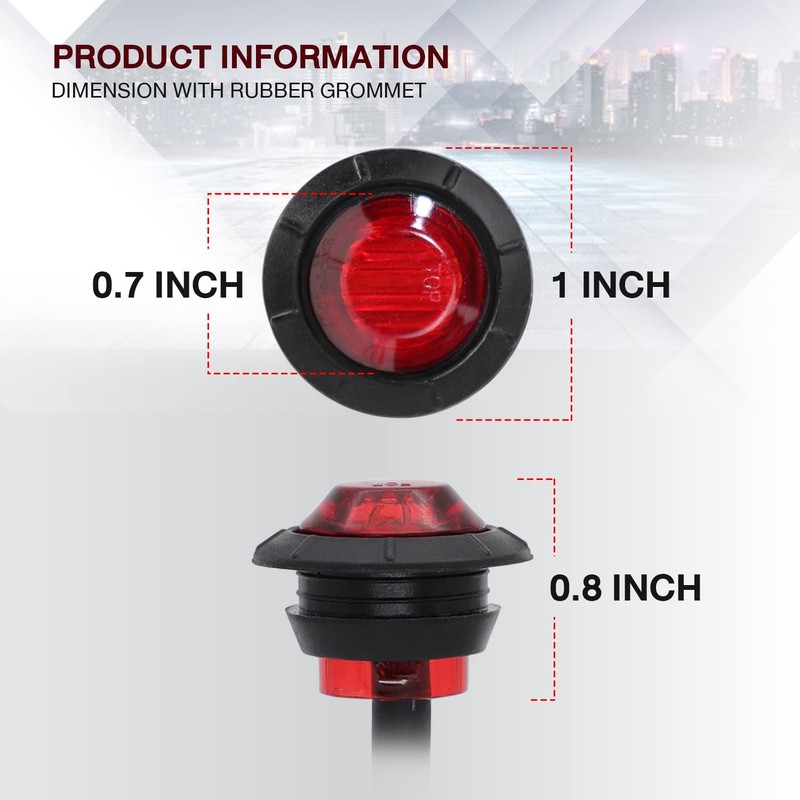 TMH (Pack of 100) 3/4 Inch Mount RED LED Clearance