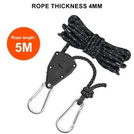 Pack of 4 4 mm Adjustable Rope Ratchet, 5 m Guy Ropes with Rope Tensioner, Adjustable Ratchet Hanger, Tent Cord, Reflective Guy Ropes for Awnings, Tarpaulin, Hiking Awnings, Picnics