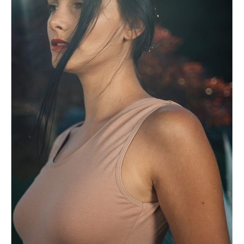Evoni Women's Cotton, Sleeveless, Opaque Tank Top - skin-coloured, size: