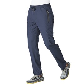 Gopune Men's Casual Pants Quick-Dry Lightweight Hiking Workout Athletic Jogger Pants (Blue,S)