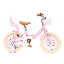 Bixike Girls Bike with Basket for Toddlers and Kids Aged 3-14, 12 14 16 18 Inch with Training Wheels, 20 Inch with Kickstand & Rear Rack, Princess Style Bicycle with Doll Seat & Daisy Prints for Gift