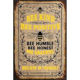 Seeyoo Retro Tin Sign - BEELIEVE IN YOURSELF - Vintage-Inspired Metal Wall Art for Home, Bar, Cafe, or Office Decor - Unique and Thoughtful Gift for Family, Friends, or Colleagues