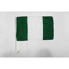 AZ FLAG Nigeria Car Flag 18'' x 12'' - Nigerian Car Flags 30 x 45cm - Banner 18x12 INCHES Plastic Stick