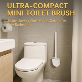 Kucucyle Mini RV Silicone Toilet Brush with TPR Bristles & ABS Detachable Handle Set, Flexible 360°Deep Cleaners Brushes, Wall-Mounted Design for Space-Saving RV Bathrooms Toilet Bowl Brush (Blue)