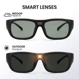 Cyxus 0.1S Intelligent Light Sensitive Colour Changing Sunglasses Men Women Classic Polarised Sunglasses Outdoor UV 400 for Driving Fishing Travel P1153, gray