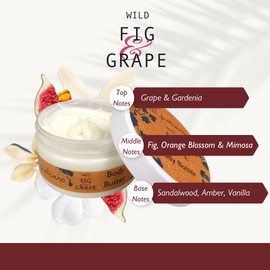 Di Palomo Wild Fig & Grape Body Butter 200ml. Body Moisturiser & Body Lotion. Shea Butter Body Butter with Skin Care. Vegan Body Butter for Women & Body Moisturiser for Women. Vegan Gifts.