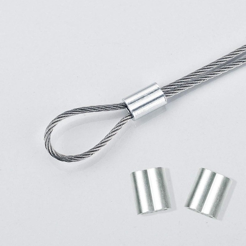Snokay 100 Pcs Aluminum Crimping Loop Sleeves, Silver Double Ferrule