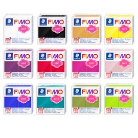 FIMO Soft Polymer Oven Bake Modelling Clay - 12 x 57g - Classic Colours - Pack of 12