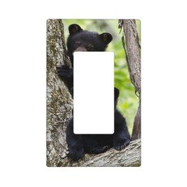 Black Bear Forest Single Rocker Light Switch Cover Decorative Wall Plates 1 Gang Switch Plate Outlet Cover for Bathroom Bedroom 4.50 x 2.76 Inch
