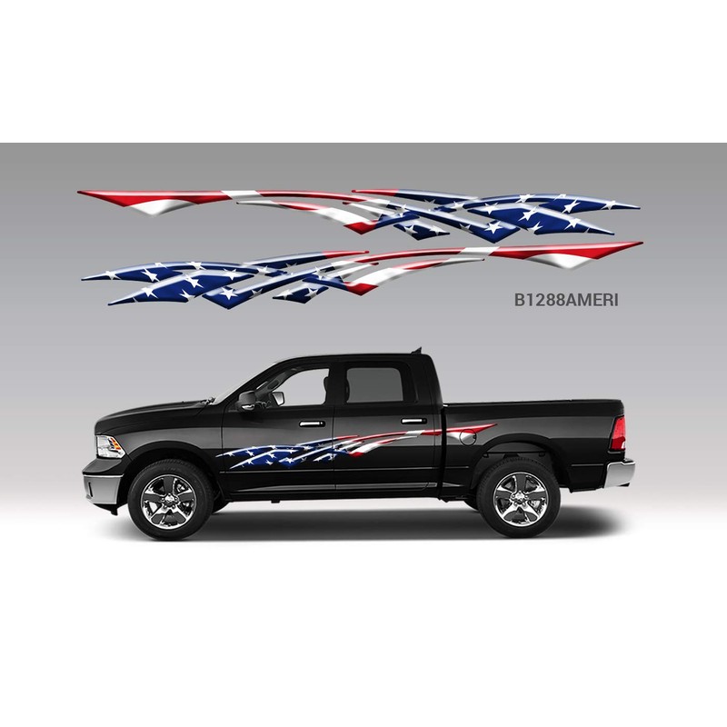 2 Car Truck American Flag Side Decals Graphics Stripes Vinyl