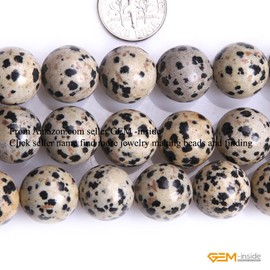GEM-Inside Dalmation Dalmatian Jasper Gemstone Loose Beads 14MM Round Crystal Energy Stone Power for Jewelry Making 15"