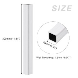 METALLIXITY Square Aluminum Tube (25mm x 25mm x 1.2mm x 300mm) 2Pcs, 6063 Aluminum Tubing - for Home Furnishing, Machinery