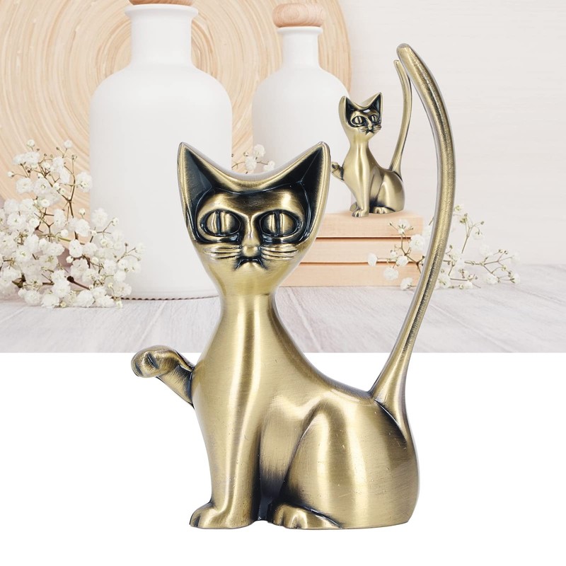 Hapivida 2Pcs Cat Ring Holder, Wedding Ring Stand Lover Gift