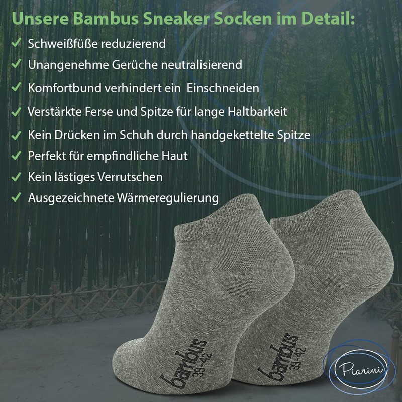 Piarini 6 Pairs of Bamboo Socks Sneaker Socks for Men