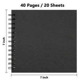 Hiwhy Photo Album Scrapbook 18 x 18 cm 20 Sheets DIY Scrapbook Hard Kraft Paper Baby Memory Book Family Birthday Wedding Anniversary Scrapbook, Black