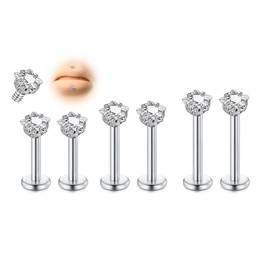 AVYRING 20G 18G 16G Transparent Acrylic Bioflex Tragus Piercing Lip Piercing Labret Medusa CZ Piercing Stud Helix Ear Piercing, Stainless Steel