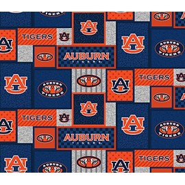 SYKEL ENTERPRISES Auburn University Tigers Fleece Blanket Fabric with New Patch Design-Sold by The Yard