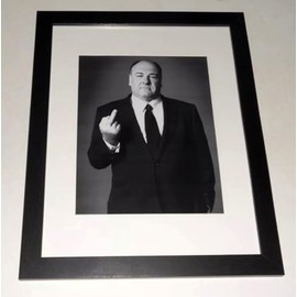 Cleveland Vinyl Framed James Gandolfini Tony Soprano Flick Off b/w 13""x16"" Gangster Art - The Sopranos, black