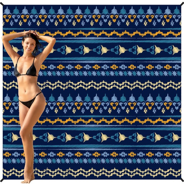 BYDOLL Beach Blanket Waterproof Sandproof 78''×81''1-5 Adults Oversized Lightweight Beach