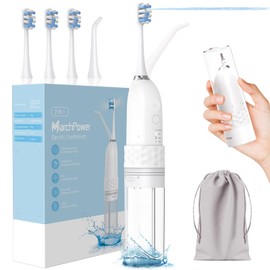Professional Electric Toothbrush and Water Flosser Set, 3 Brush Modes, 110ml Tank, White