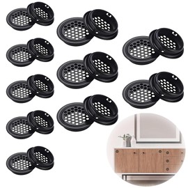 Pack of 20 Round Ventilation Grille, Stainless Steel Exhaust Grille, Round Grille, Ventilation Grille for Cabinets, Round Ventilation Slits for Cupboard, Wardrobe, Shoe Cabinets, Bookshelves, 35 mm