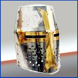 THE ARMOUR WORLD. Hub Knight Armor Crusader New Templar Helmet Helm w/Mason's Brass Cross Crusader Helmet