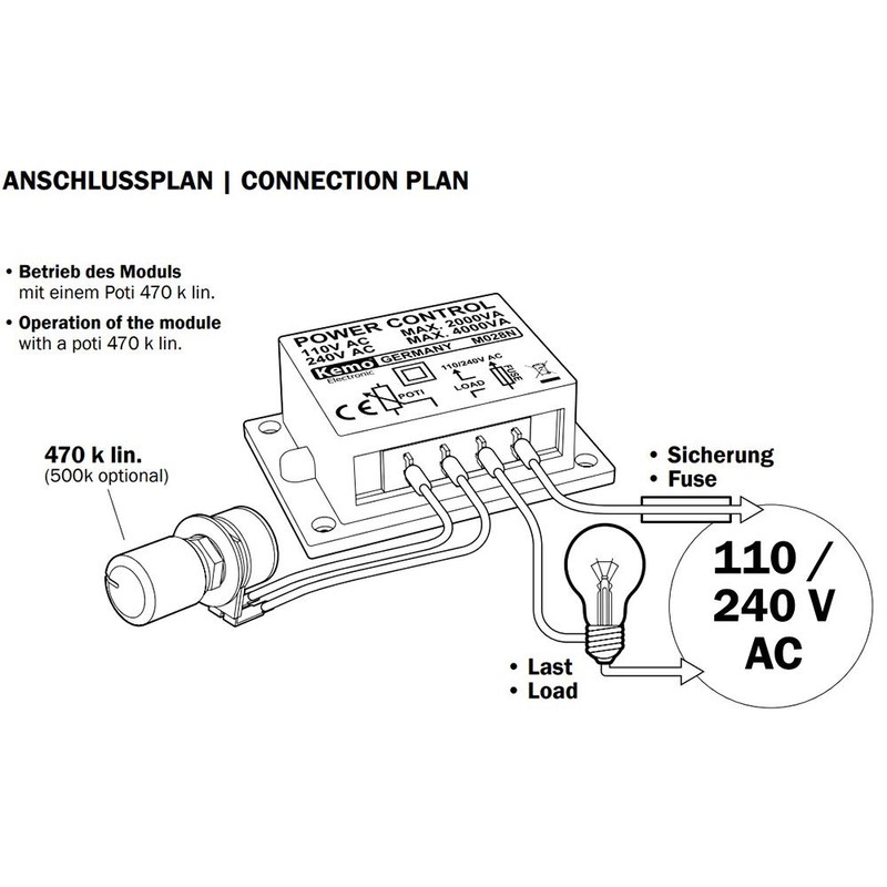 Kemo M028N Power Regulator 110 - 240 V/AC, 4000 VA.