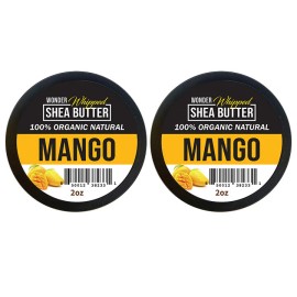 WONDER Natural Whipped Shea Butter * Mango * 2oz - Pack of 2