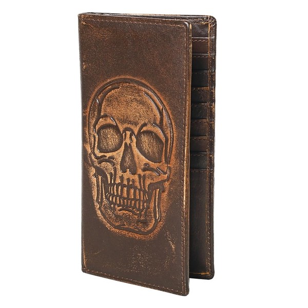 AMERICAN TANNER Genuine Leather Hand Burnished Long Bifold Wallet For