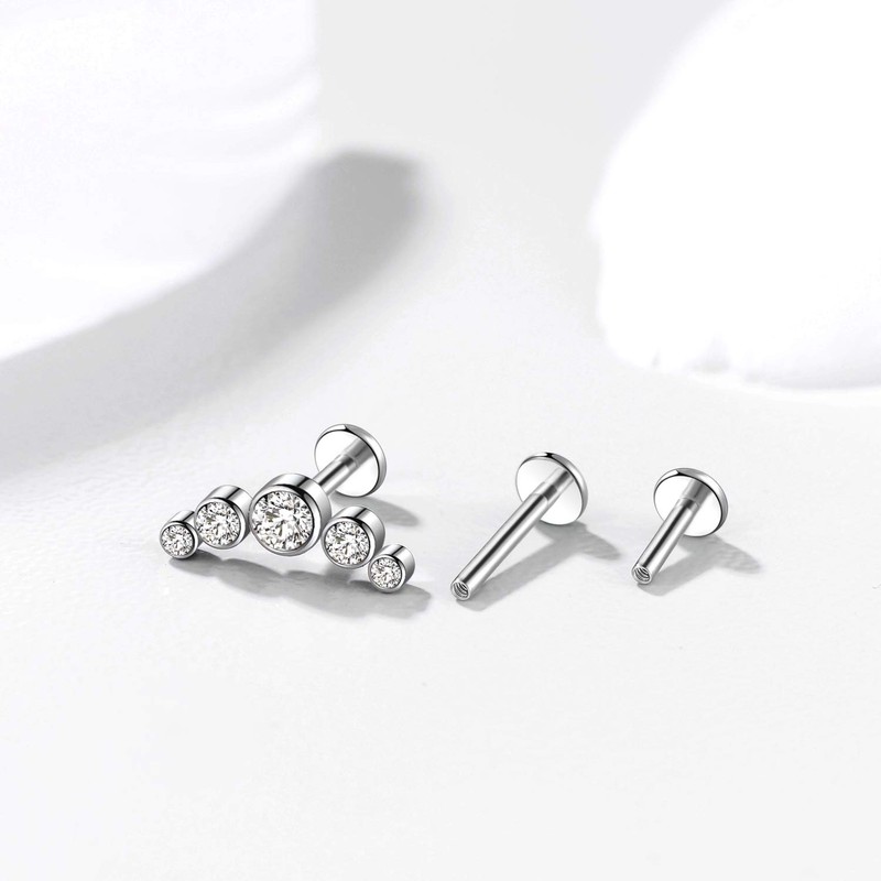 KaseStyle G23 Titanium Labret Studs 16G Internal Threaded Helix Cartilage