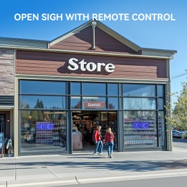 37"X 12" 3D LED Open Sign Timer and Remote Control Large Open Sign Adjustable Brightness with 14 Modes Open Sign for Business, Shops, Cafes, Bars, and Hotels Blue