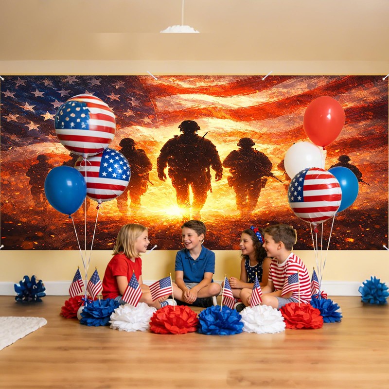 Patriotic Garage Door Cover Banner 6x13ft Polyester