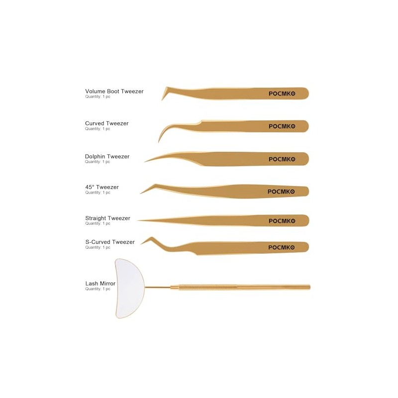 Pinzas de pestañas para extensiones de pestañas, juego profesional de