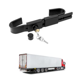 QWORK Heavy Duty Steel Cargo Door Lock, 9.8" to 17.3" Adjustable, Industrial Modern Style, Container Lock, 1 Pack