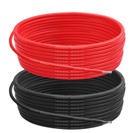 10 AWG Gauge Silicone Wire Electrical Cable（25ft red &25ft Black） Soft & Flexible 0.08 mm Tinned Copper core High Temperature Resistant Silicone Wire for Arduino Projects, RC Cars, Boat, Drones etc.