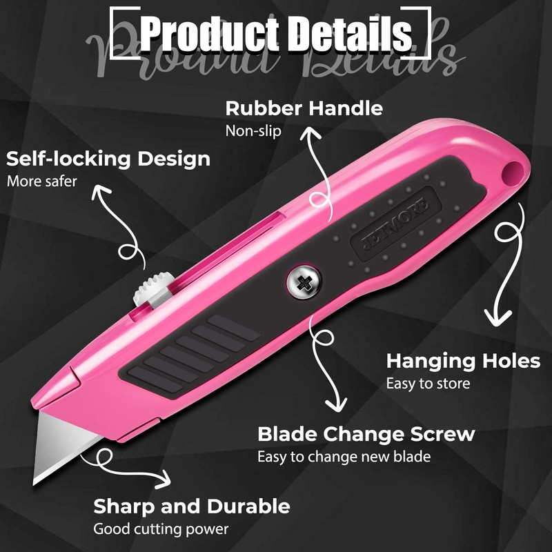 Jetmore 6 Pack Utility Knife, Colorful Retractable Box Cutter with