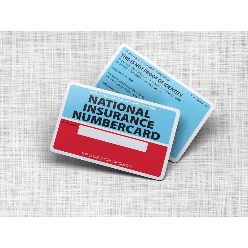Custom Printed Replacement National Insurance Number Card Hard Plastic Card