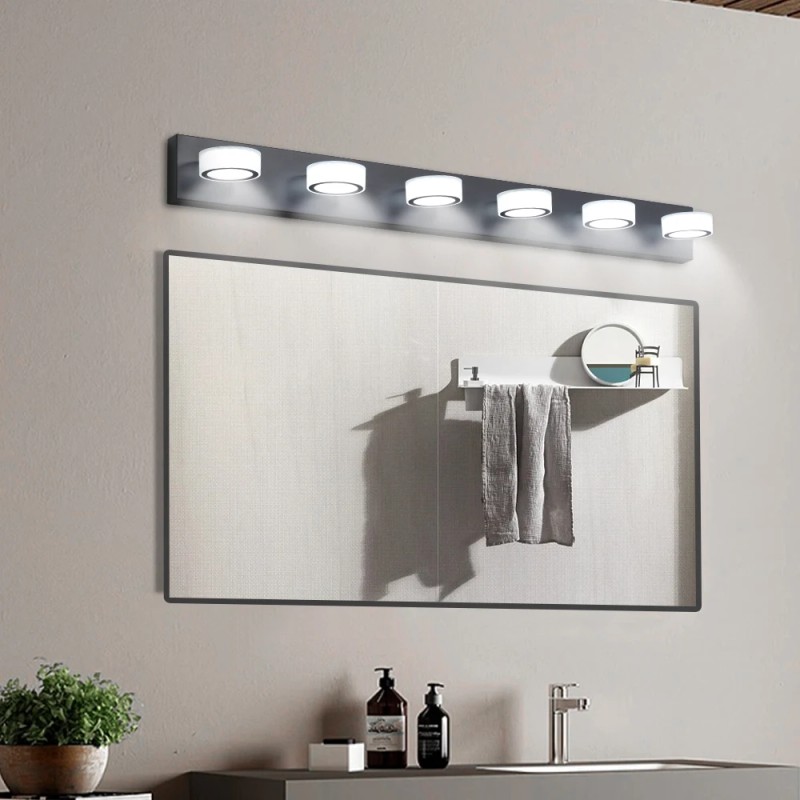Ship in US,45" Modern 6-Light LED Vanity Light, Sleek Black