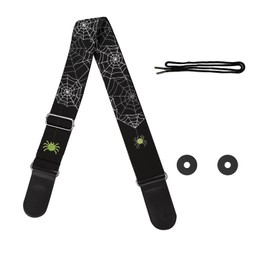 GLENLCWE Green Spider Cobweb Guitar Straps for Women Men Adjustable Acoustic Guitar Strap Set for Bass Electric Acoustic Guitars