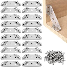 Triangle Support Made of Stainless Steel, 20 Pieces Mounting Brackets Floor Angle Brackets Triangle Shape Corner Bracket Multi Angle Common with 80 Screws for Chairs Tables Furniture Fixing
