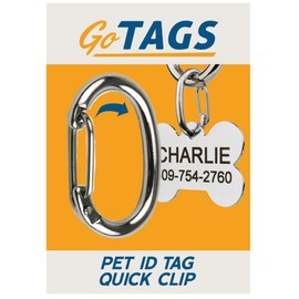 GoTags Pet ID Clip, Strong and Durable Dog and Cat Tag Connector. Easy-Going Exchange Between Pet Collars. Made of Stainless Steel.