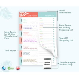 Meal Planner and Shopping List | 62 Tear-off Pages | Shopping List Pad | Double Magnetic Meal Planner for Fridge Notepads with Grocery List | Weekly/Daily Food Planning by Giftinghouse.