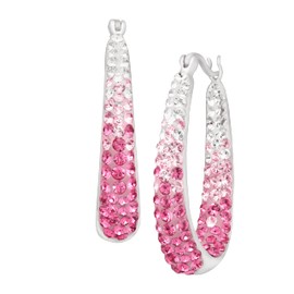 Crystaluxe Hoop Earrings with Rose Crystals in Sterling Silver with Gold Posts