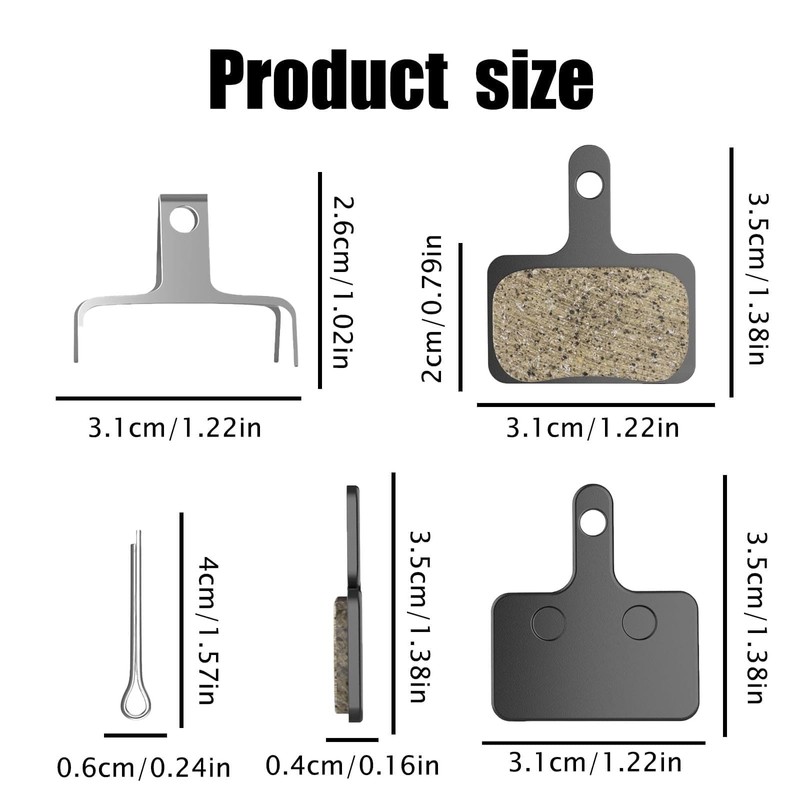 Pack of 4 Bicycle Brake Pads, Disc Brake Pads, Suitable