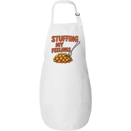 inktastic Stuffing My Feelings Funny Thanksgiving Humor Adult Apron White 46e27