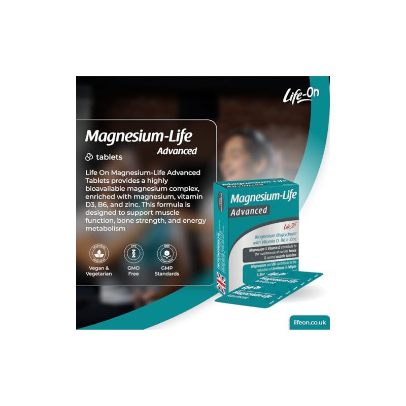 Life On Magnesium-Life Advanced Tablets – Magnesium Glycinate with Vitamin
