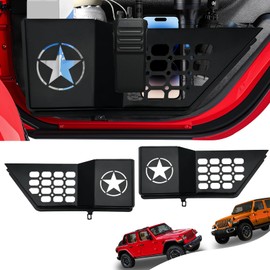 Metal Rear Door Pocket Storage Box for Jeep Wrangler | Door Pocket for Wrangler JL/JLU 4XE (2018-2025) & Gladiator JT (2020-2025) | Storage Expansion Accessories | Non-Fit Power Seats | 2PCS, Star