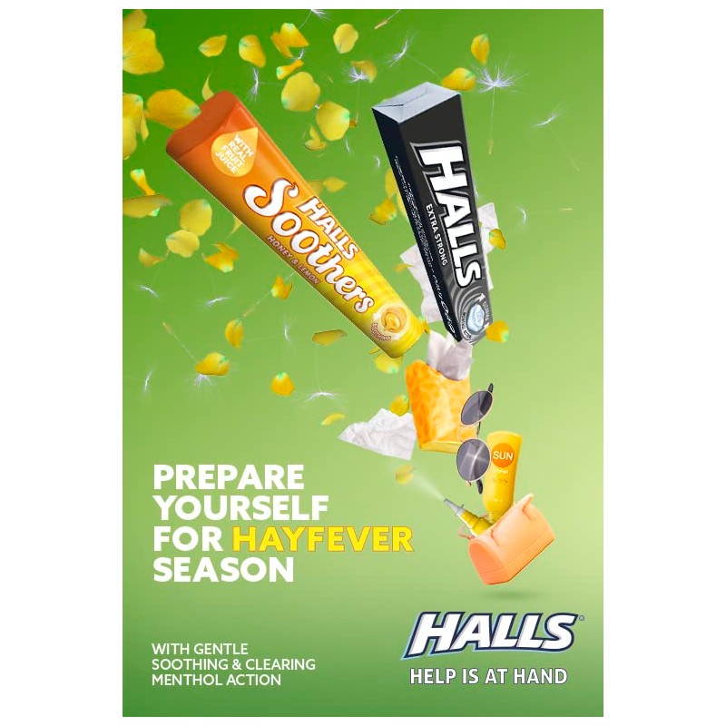 HALLS Halls Soothers Peach And Raspberry 45 g, Pack of